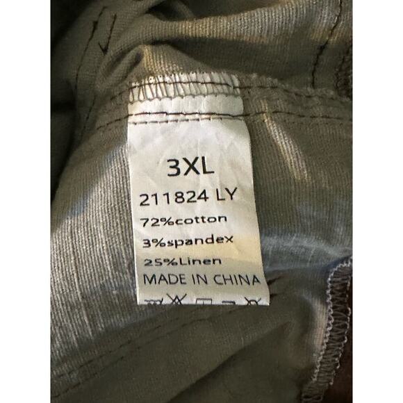 Flamingals NWT 3XL Linen Blend Pull On Bootcut Pants Elastic Waist Stretch - Picture 4 of 10